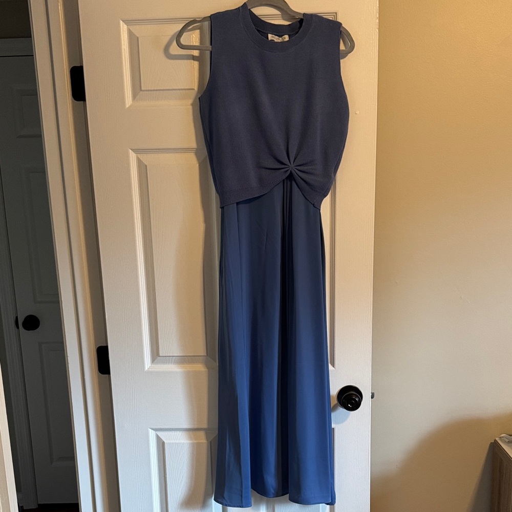 Rachel Zoe Blue Maxi Sweater and Silk Skirt Dress Set